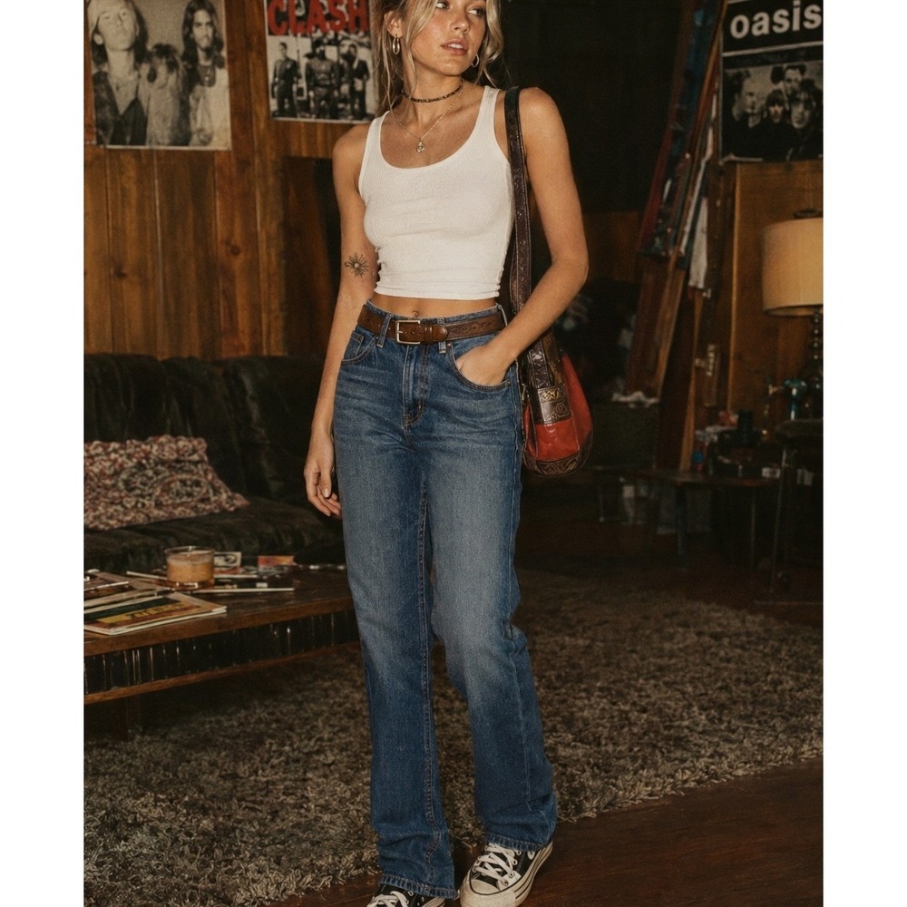 Lucky Brand Dungarees American Classic Straight Leg Blue Jeans Womens Size 8 29 - Picture 1 of 7